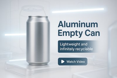 3D Render of Aluminum Empty Can with Informative Overlay
