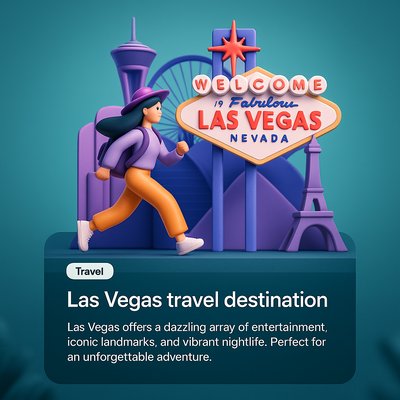 Explore Las Vegas: Vibrant 3D Travel Illustration