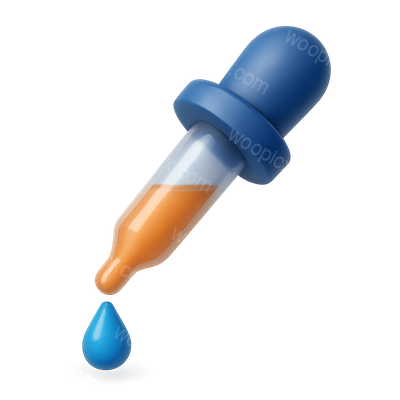 Stylish 3D Pipette Icon with Liquid Drop