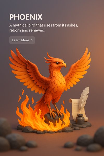 Stunning 3D Phoenix Illustration with Text and Action Button