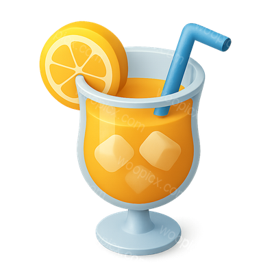 Vibrant 3D Cocktail Icon with Lemon Slice
