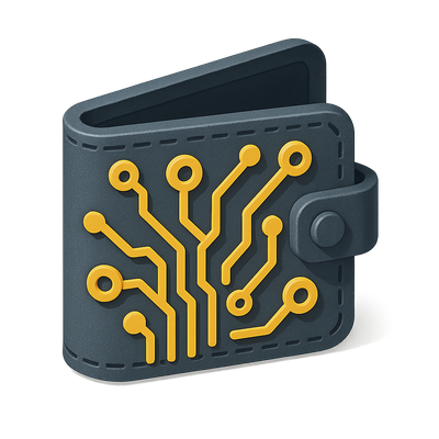 Futuristic Circuit Wallet Icon Design in 3D View