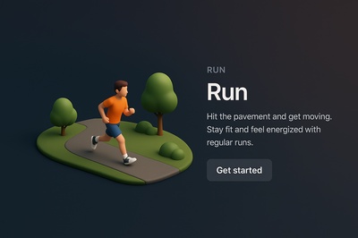 3D Scene of a Runner in a Dark Background