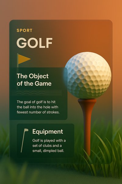 Golf: Transparent Design with 3D Illustration and Information Blocks