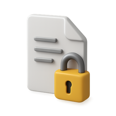 Stylish 3D Locked Document Icon with Isometric Design