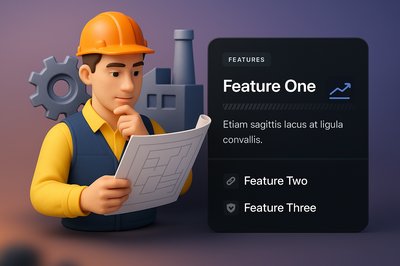 3D Engineer Web Page Design with Feature Blocks