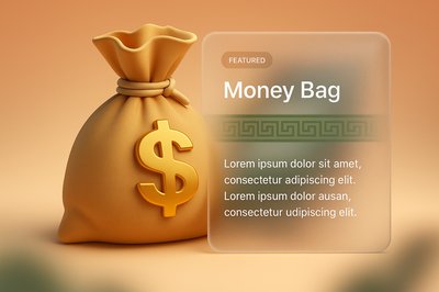 3D Money Bag Illustration with Transparent Overlay