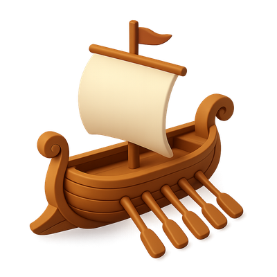 Stylized 3D Icon of a Greek Trireme Warship