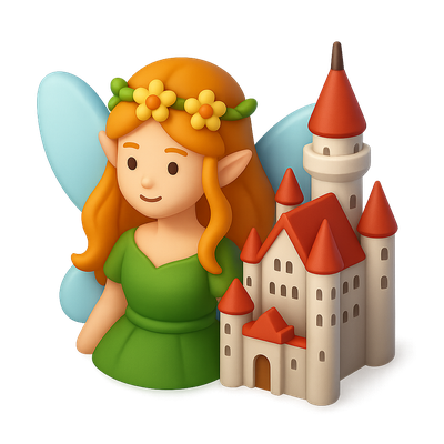 Charming 3D Fairy with Neuschwanstein Castle Icon