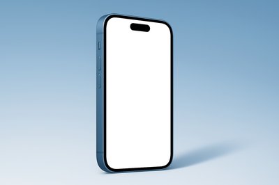 Diagonal Blue Phone on Gradient Background with Shadow