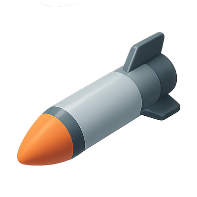 3D Render of a Cartoonish Missile with Orange Tip