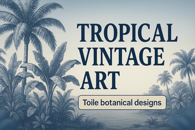 Tropical Vintage Art with Botanical Design Elements