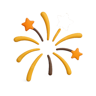 Colorful Fireworks Icon with Stars and Sparks
