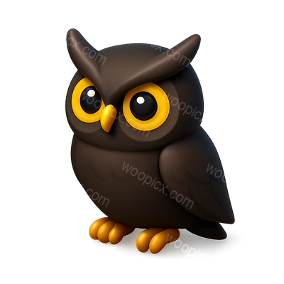Stylized 3D Owl Icon with Volumetric Features