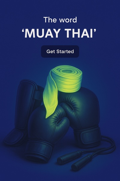 Dynamic Muay Thai Silhouette Composition with Fluorescent Glow
