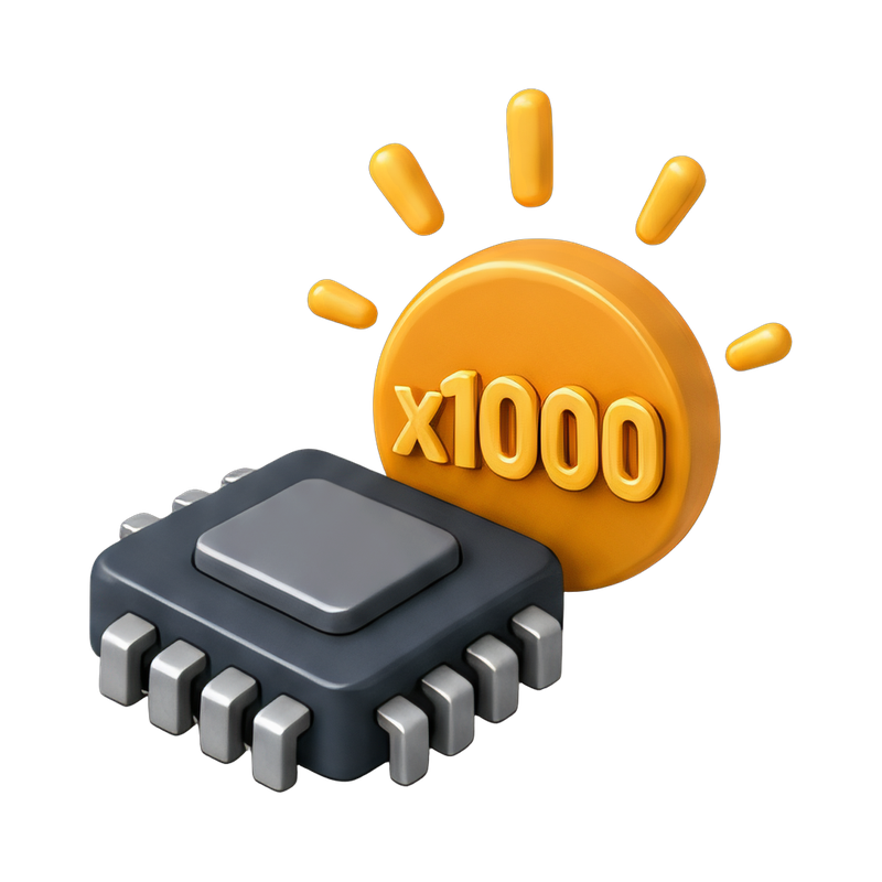 Glowing badge on a chip