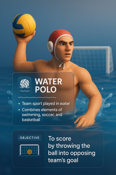 Dynamic Water Polo Illustration with Informative Overlay