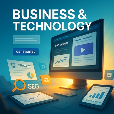 Dynamic Business and Technology Illustration with Web Design Focus