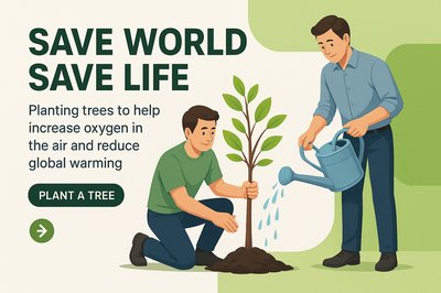 Men Planting Trees to Combat Global Warming and Promote Sustainability