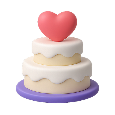 Stylized 3D Cake with Heart Decoration