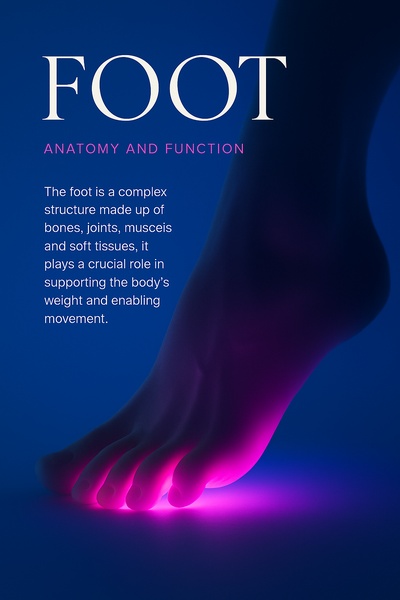 Fluorescent Foot Anatomy with Vibrant Glow Effect