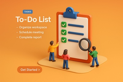 3D To-Do List Scene with Characters and Checklist
