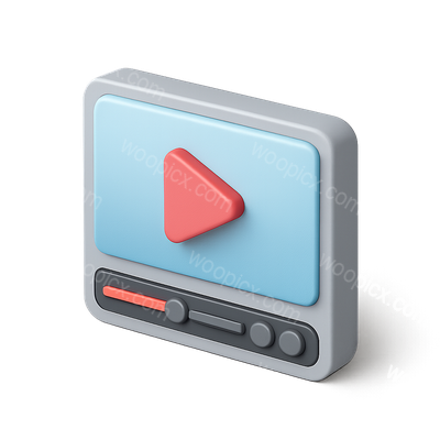 Stylish 3D Video Player Icon with Transparent Background