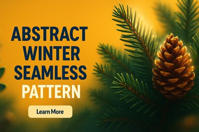 Abstract Winter Seamless Pattern with Pine Cone and Fir Branches