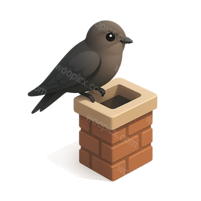 Stylized Bird on a Brick Chimney Illustration