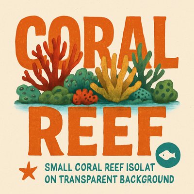 Vibrant Coral Reef Illustration with Bold Typography