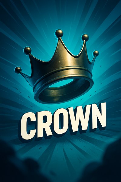 Dynamic Crown Illustration with Bold Typography