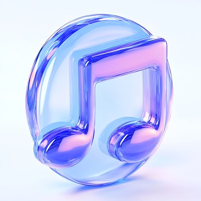 Stylized 3D Music Note Icon with Gradient Colors
