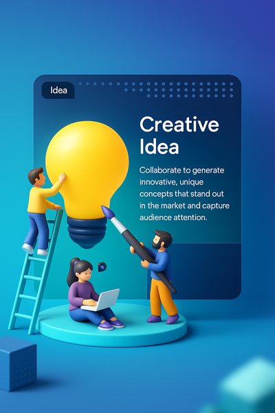 Creative Business Ideas Illustration with 3D Characters