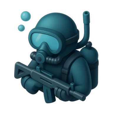 3D Navy Seal Icon in Underwater Setting