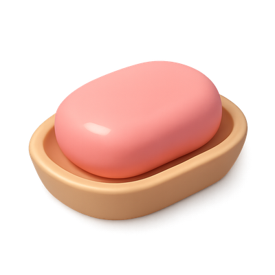 Stylish 3D Soap Bar Icon with Dish