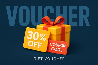 Modern 3D Coupon Event Design with Gift Box and Discount
