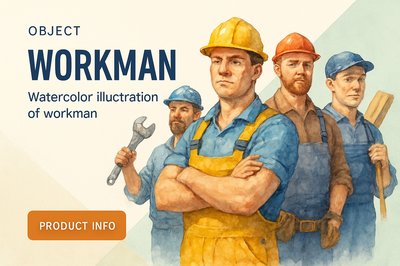 Dynamic Watercolor Advertisement Featuring Workmen