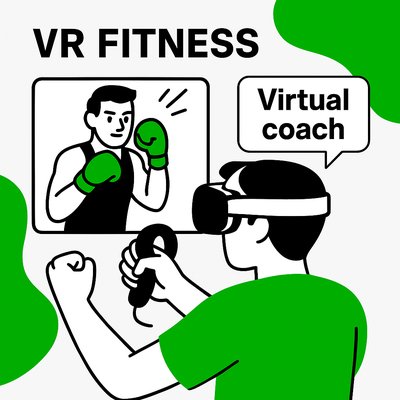 Illustrative Graphic of VR Fitness Experience with Virtual Coach