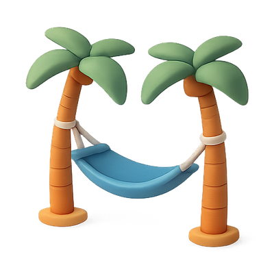 3D Render of a Tropical Hammock Between Palm Trees