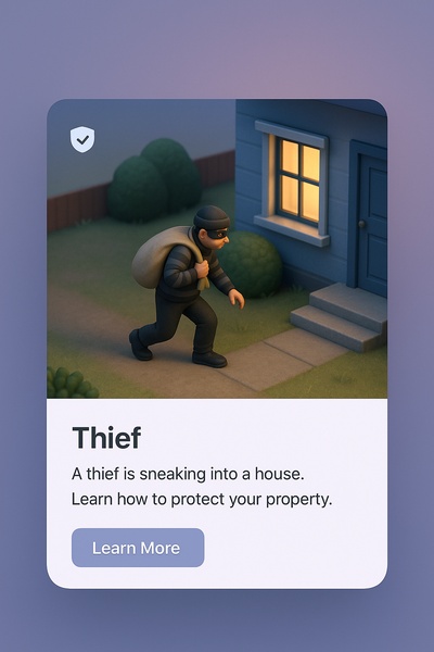 3D Scene of a Thief Sneaking into a House