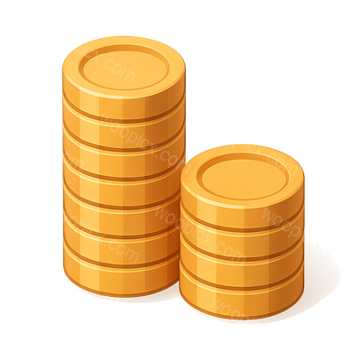 Realistic 3D Coin Stacks with Isometric View