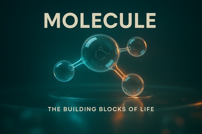 Neon Molecule Illustration with Text Highlights