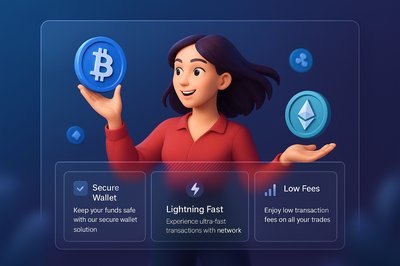 Dynamic 3D Woman with Cryptocurrency Coins