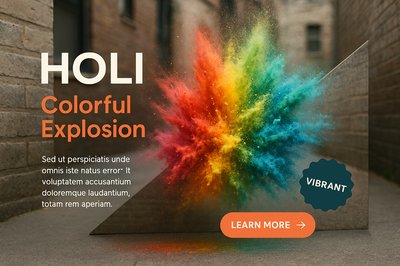 Vibrant Colored Powder Explosion for Holi Celebration