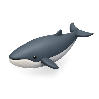 3D Minke Whale Icon with Isometric Design