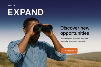 Stylish Web Design Featuring Binoculars and Call-to-Action