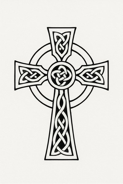 Intricate Celtic Knot Design in Cross Shape