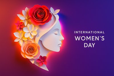 Realistic Face and Flowers Illustration for Women's Day