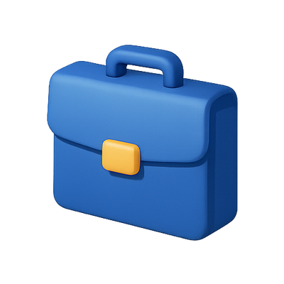 Stylized 3D Blue Briefcase Icon for Professional Use