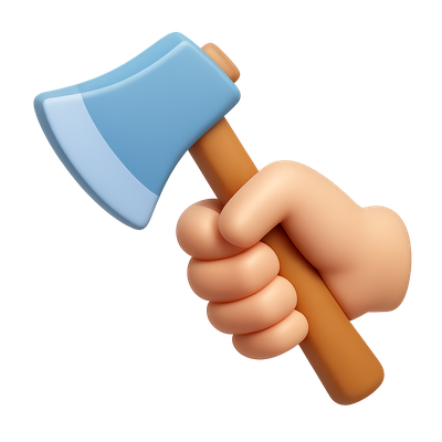 Stylized 3D Icon of a Hand Gripping an Axe